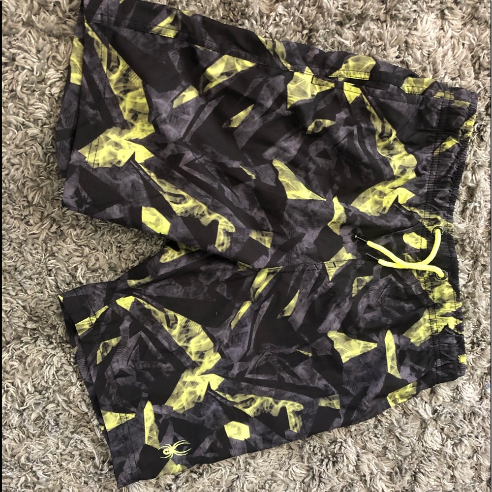 Black and green spyder swim shorts never worn
